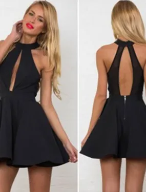 Aimishang   A-Line Cocktail Dresses Beautiful Back Dress Homecoming Short / Mini Sleeveless Halter Stretch Fabric with Sleek
