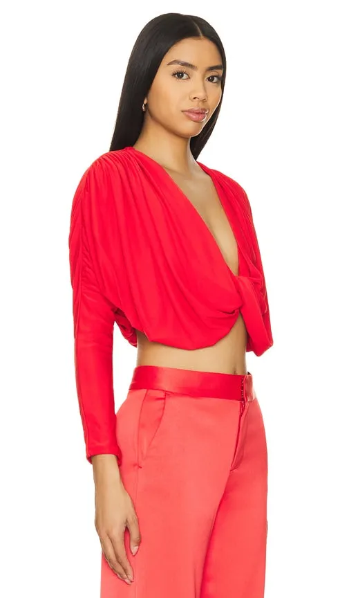 Alice   Olivia Elda Cropped Top in Red