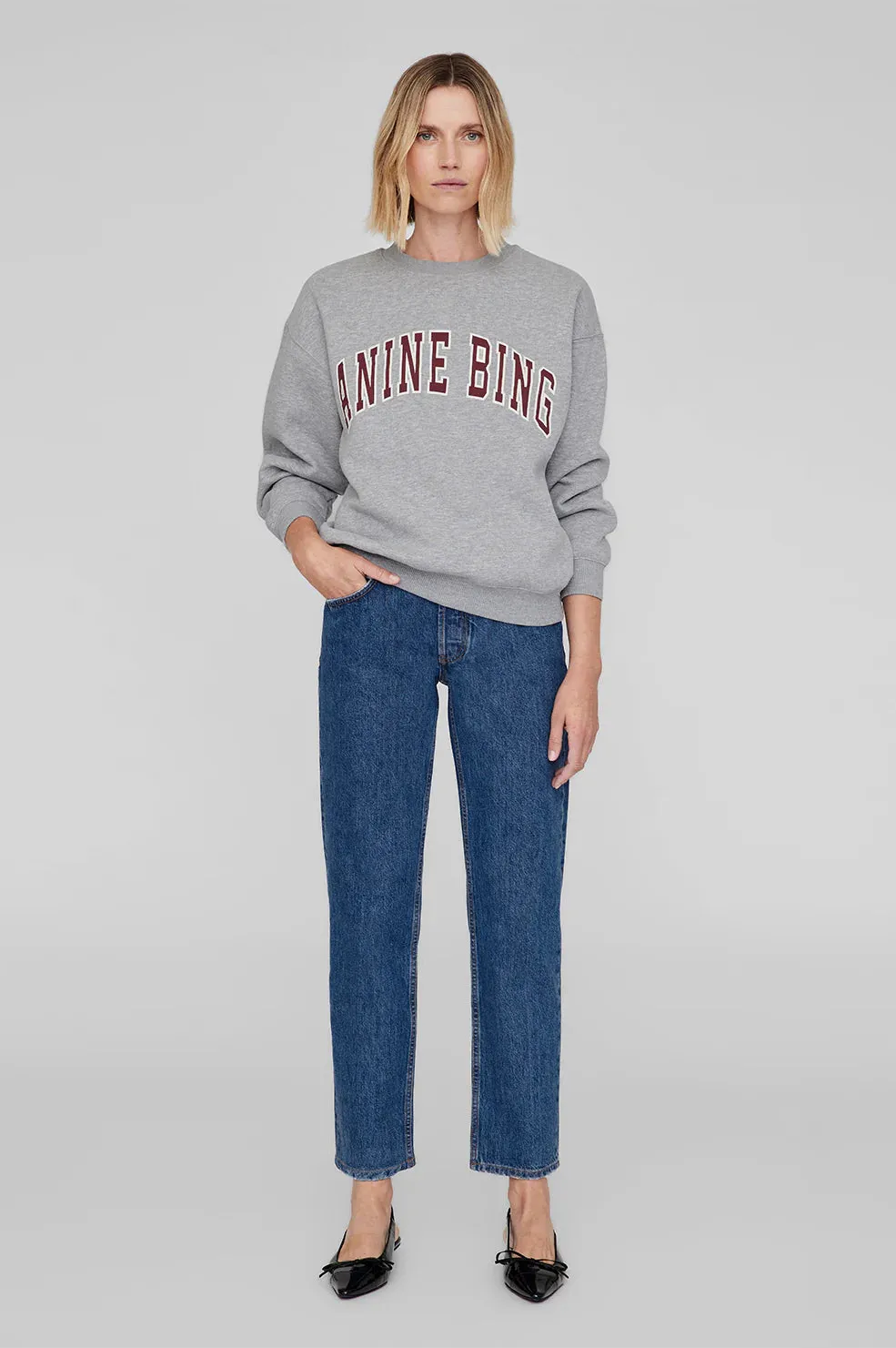 Anine Bing Spencer Sweatshirt in Heather Grey
