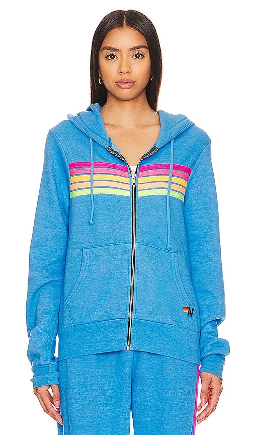 Aviator Nation X Revolve 5 Stripe Hoodie in Blue