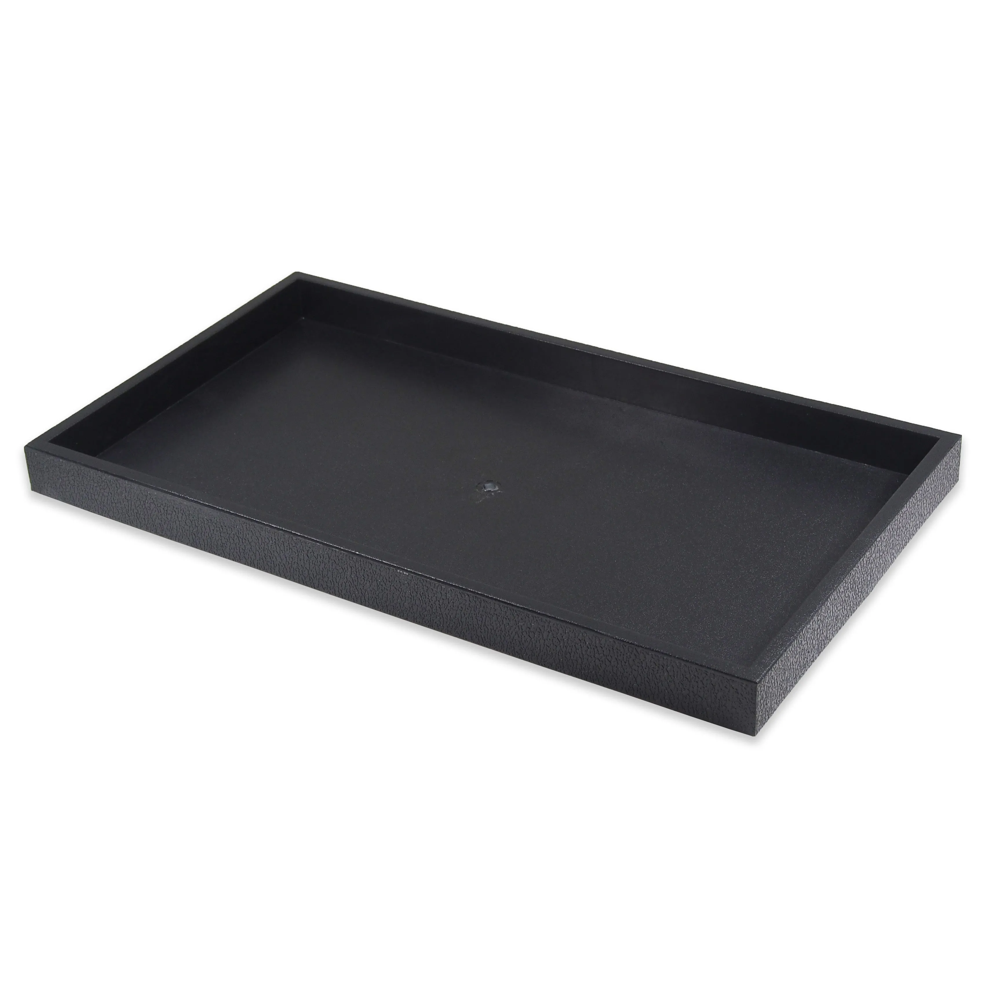 Black 1"H Standard Stackable Plastic Utility Trays - 14 3/4'' x 8 1/4'' x 1''H