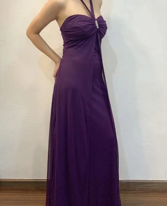 Elegant Dresses Evening Wear Halter Purple Vintage Prom Dress Formal Party Dress