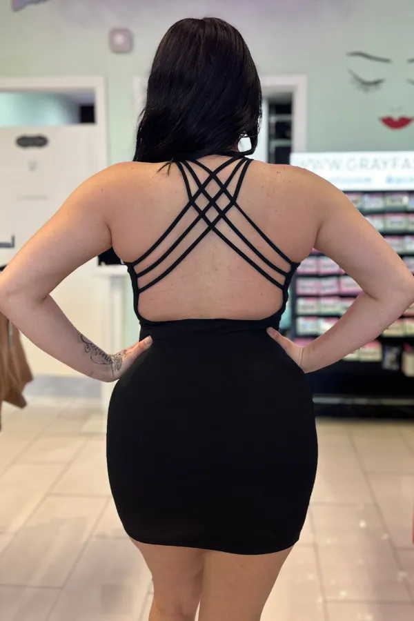 Halter Crossed Back Dress