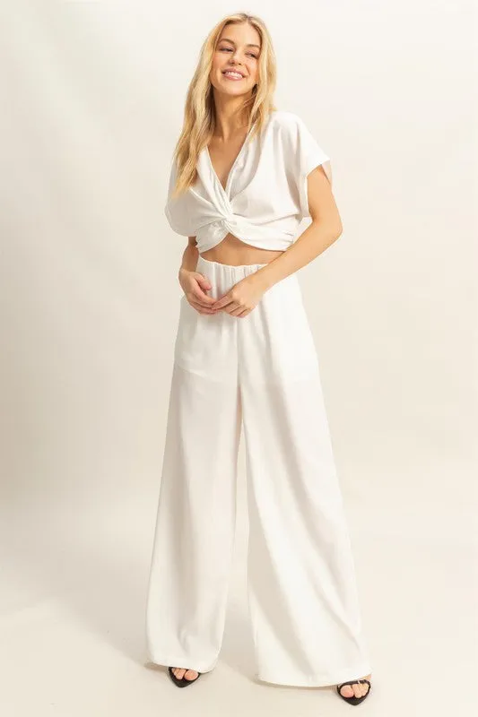 Lucy Twisted Top and Wide Leg Pants Set