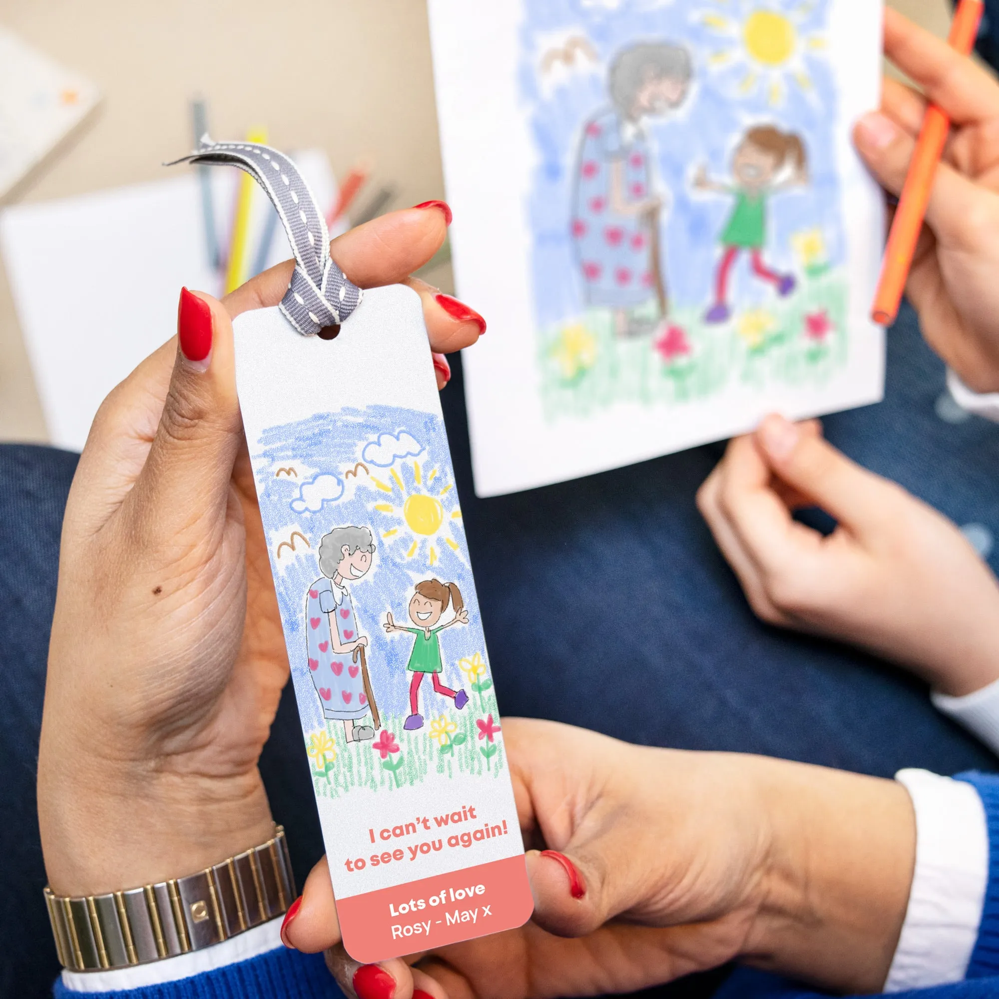 Personalised Bookmark With Child's Drawing For Grandparents