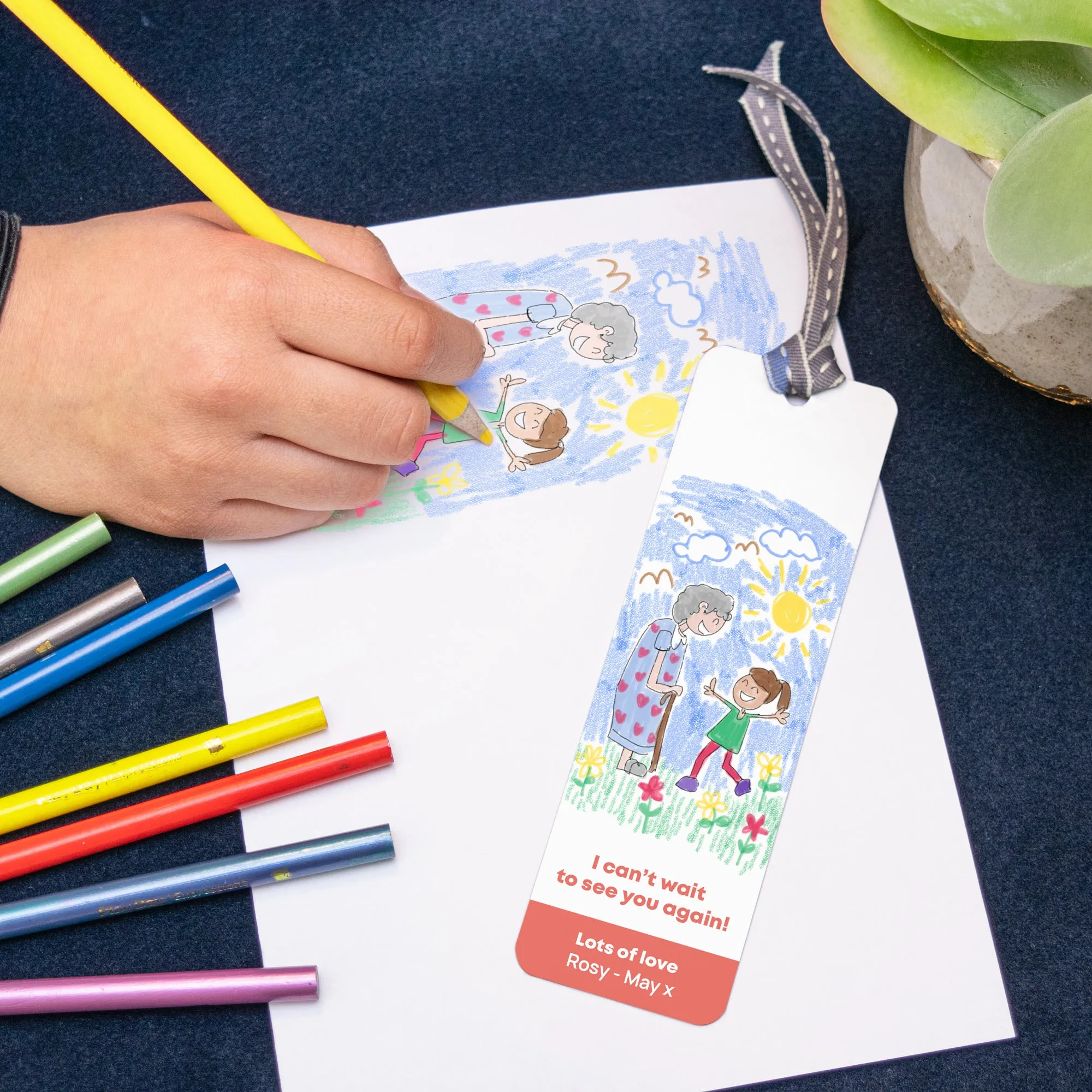 Personalised Bookmark With Child's Drawing For Grandparents
