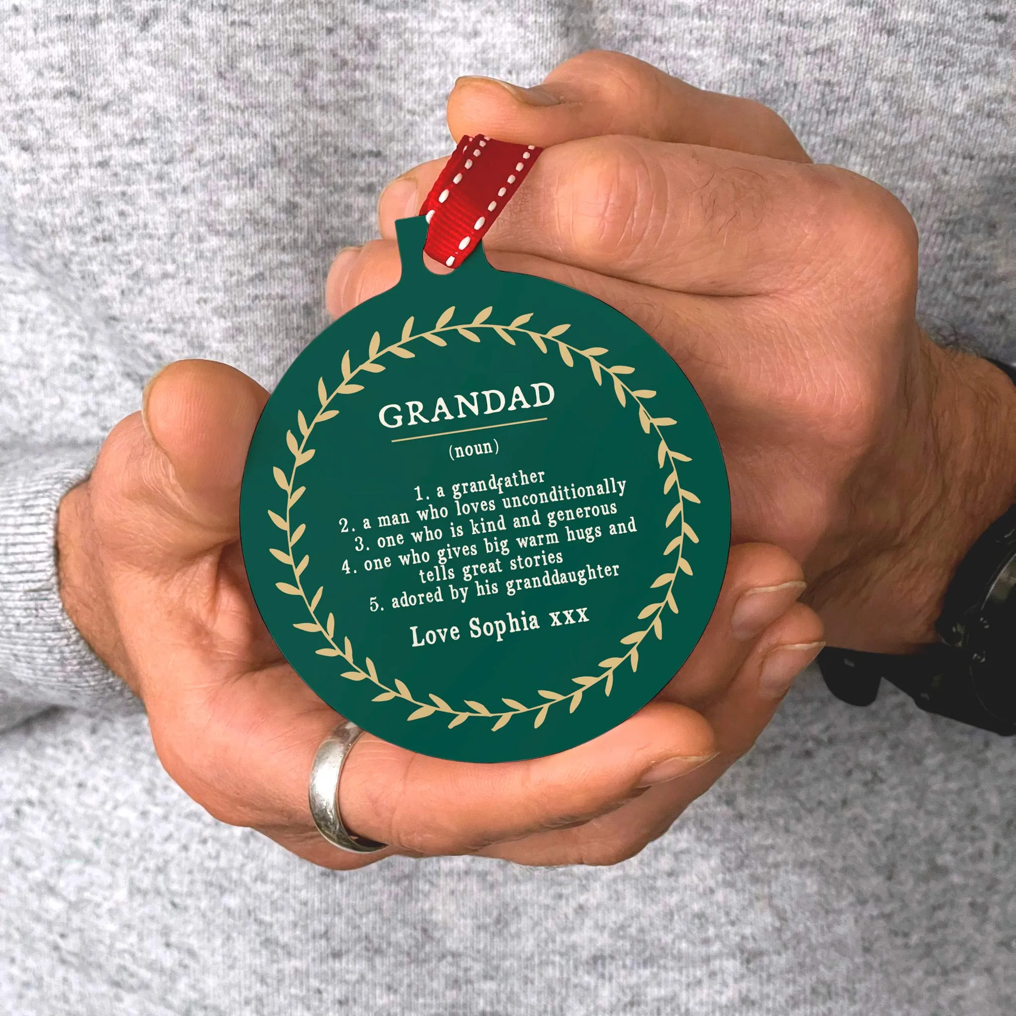 Personalised 'Definition Of Grandad' Christmas Bauble