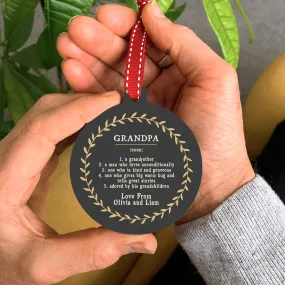 Personalised 'Definition Of Grandad' Christmas Bauble