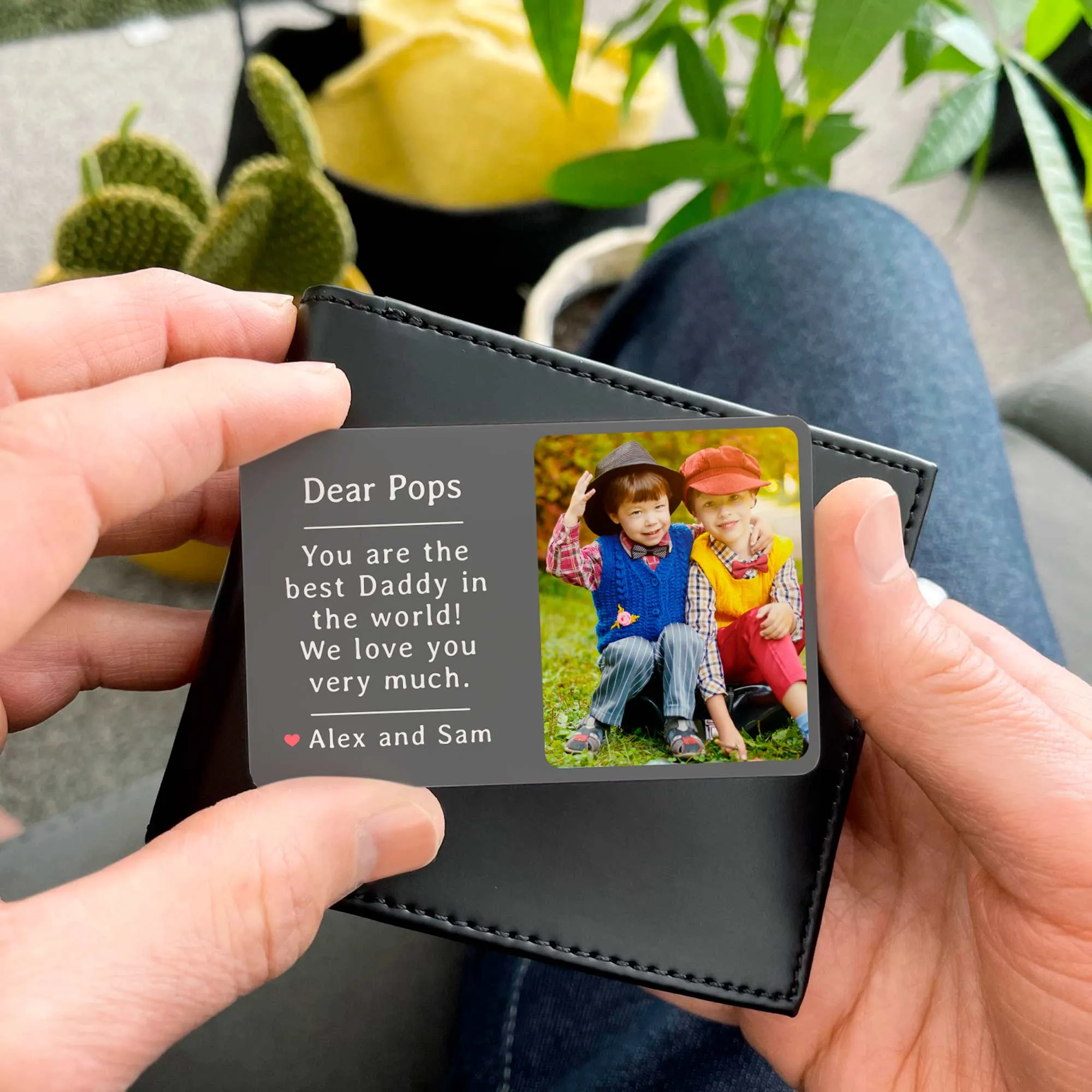Personalised Photo Metal Wallet Card For Grandad