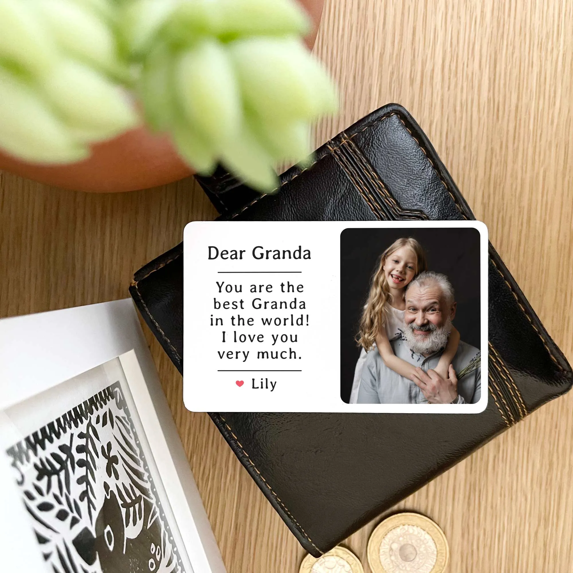 Personalised Photo Metal Wallet Card For Grandad