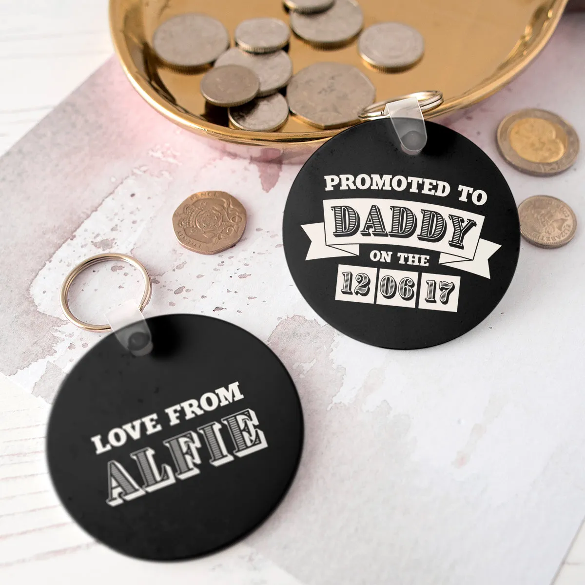 Personalised Promoted To Dad Keyring