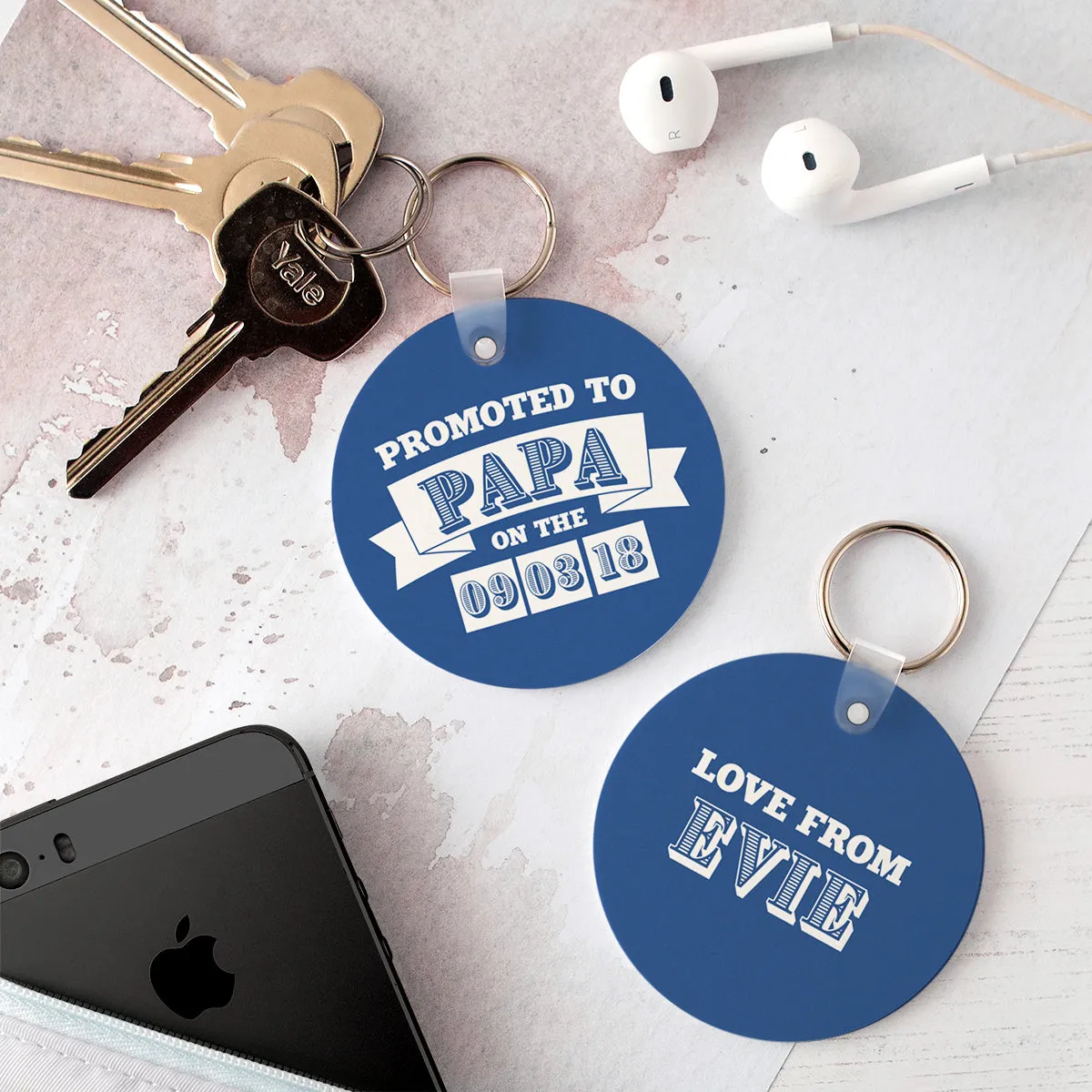 Personalised Promoted To Dad Keyring