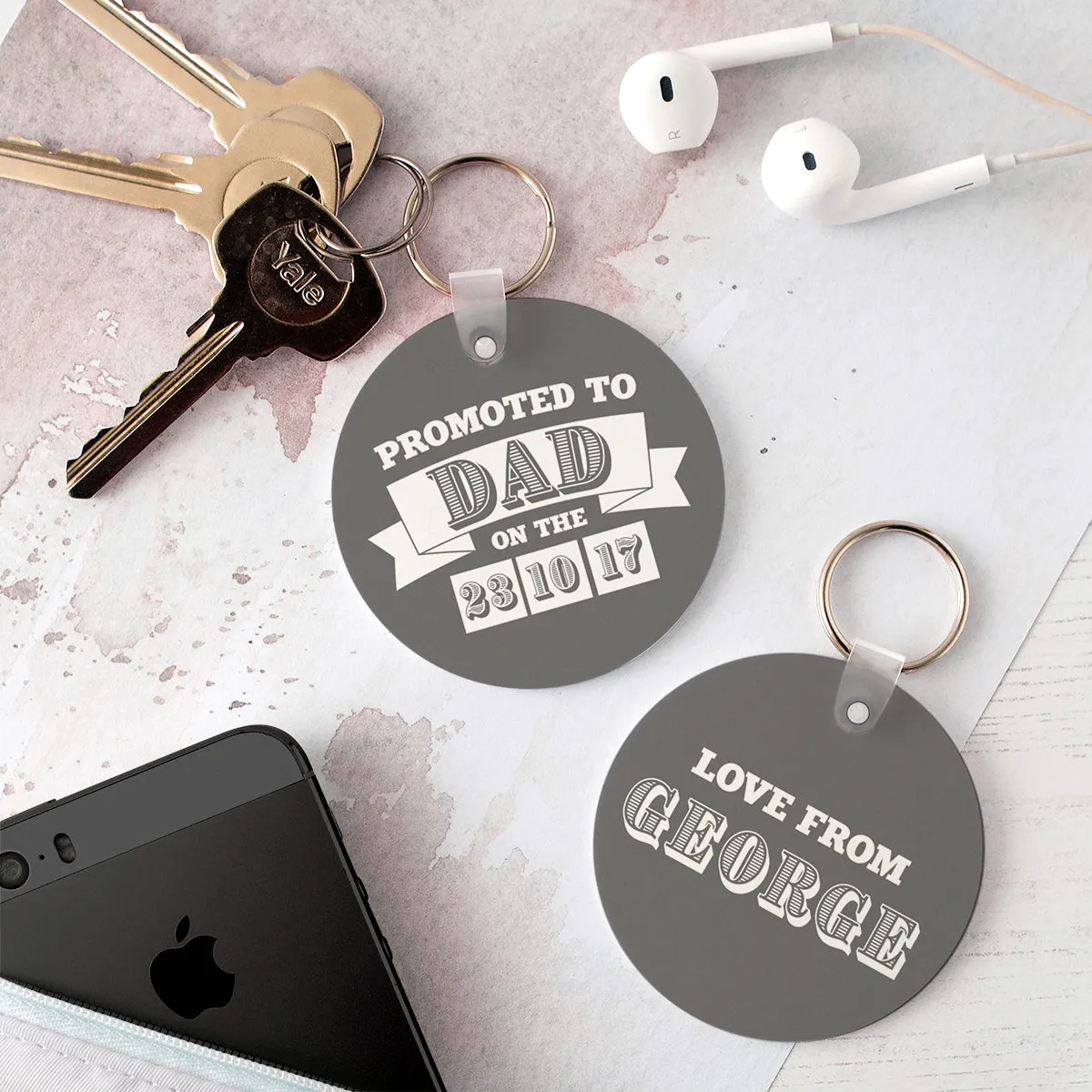 Personalised Promoted To Dad Keyring